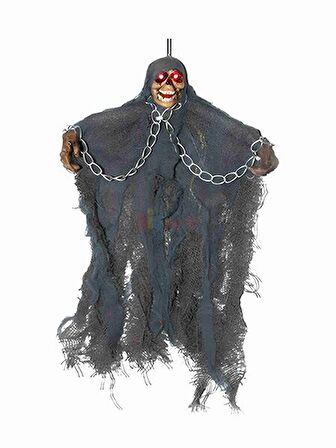 Halloween İskelet Korkuluk Işıklı Sesli 30 Cm Mavi