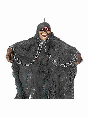 Halloween İskelet Korkuluk Işıklı Sesli 30 Cm Mavi