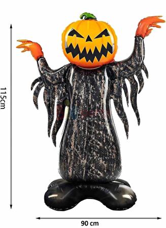 Halloween Ayaklı Balkabağı Korkuluk Folyo Balon 115x90 cm