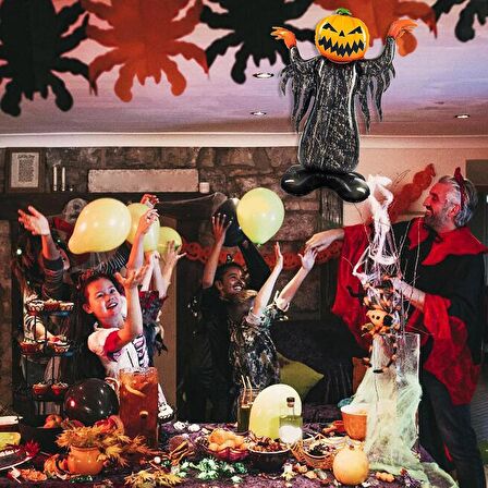 Halloween Ayaklı Balkabağı Korkuluk Folyo Balon 115x90 cm
