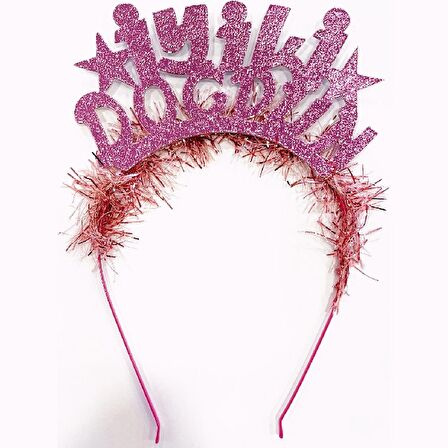 İyi Ki Doğdun Pembe Yazılı Metal Taç