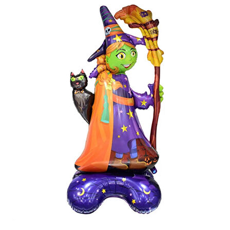 Halloween Ayaklı Cadı Folyo Balon 128x65 cm