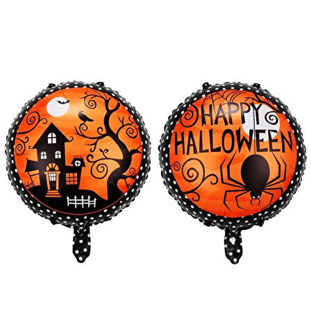 Yuvarlak Örümcekli Halloween  Folyo Balon 18 inç