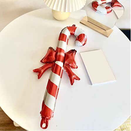 Kurdeleli Baston Şeker Folyo Balon 57x29,5 cm