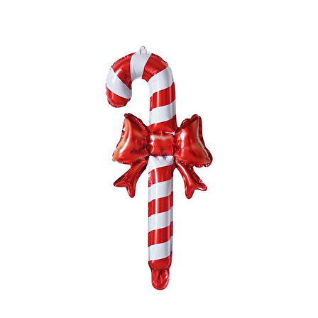 Kurdeleli Baston Şeker Folyo Balon 57x29,5 cm