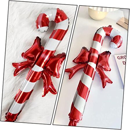 Kurdeleli Baston Şeker Folyo Balon 57x29,5 cm