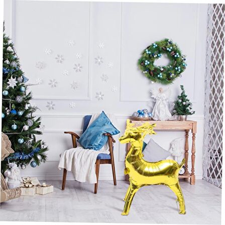 Ayaklı Gold Geyik 3D Büyük Folyo Balon 122x83,5 cm