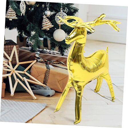 Ayaklı Gold Geyik 3D Büyük Folyo Balon 122x83,5 cm