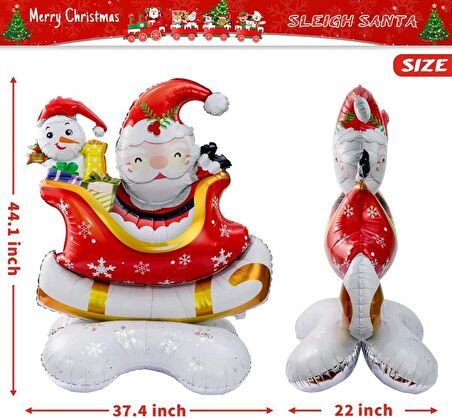Ayaklı Kızak Noel Baba Folyo Balon 112x95 cm
