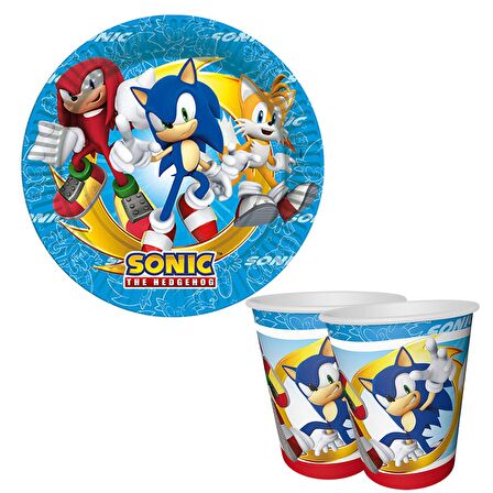 Sonic Temalı Karton Tabak Bardak 8 li