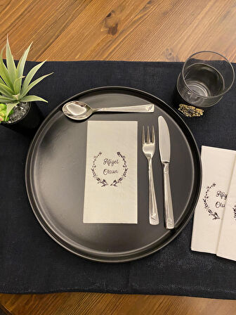 Siyah Yaldızlı Afiyet Olsun 16 lı Beyaz Renkli Kağıt Peçete