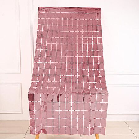 Metalize Pembe PötiKare Desenli Arka Fon Süs 100x200 cm