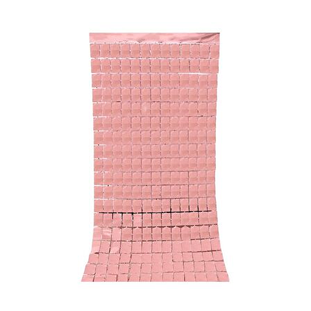 Metalize Pembe PötiKare Desenli Arka Fon Süs 100x200 cm