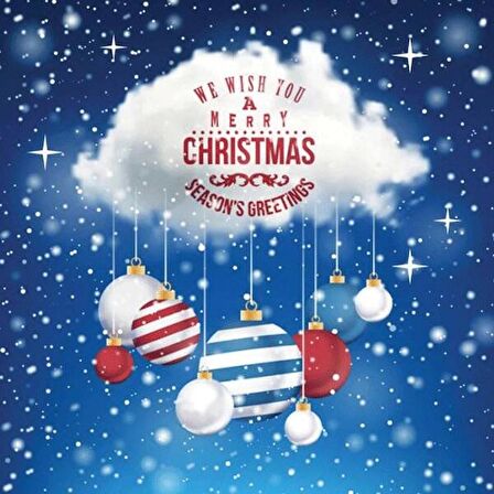 Yılbaşı Noel Sticker Renkli Marry Christmas Top Süslü 70x50 cm