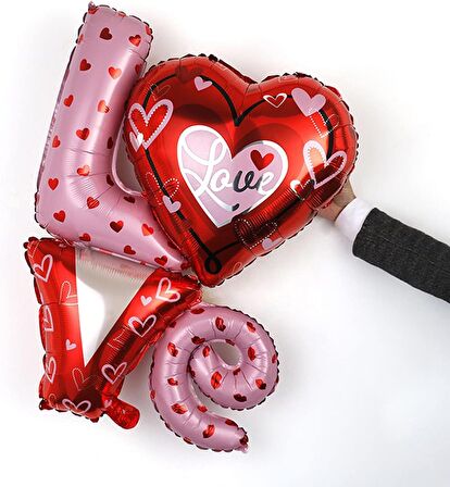 Kalpli Love Yazılı Folyo Balon Sevgililer Günü Balonu