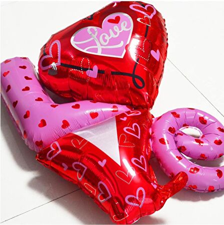 Kalpli Love Yazılı Folyo Balon Sevgililer Günü Balonu