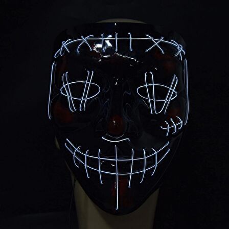 Halloween Maske Neon Beyaz Işıklı