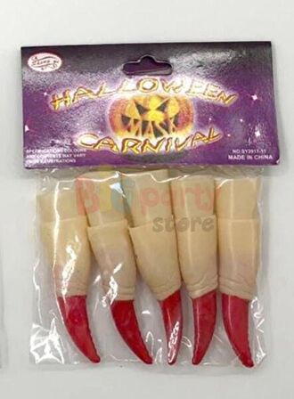 Halloween Cadı Tırnağı Lüks 10 lu Kırmızı