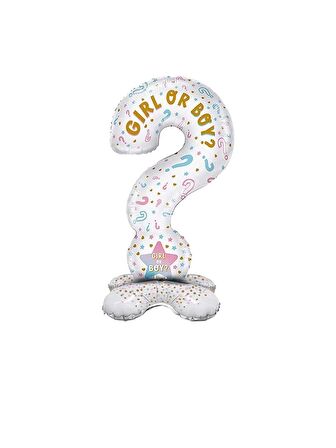 Ayaklı Cinsiyet Soru İşareti Folyo Balon 110x52 cm