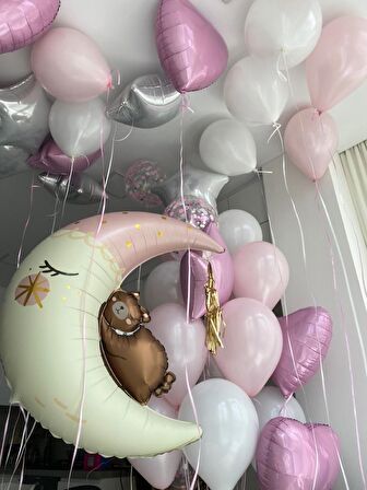 Ayılı Ay Folyo Balon 86x76 cm