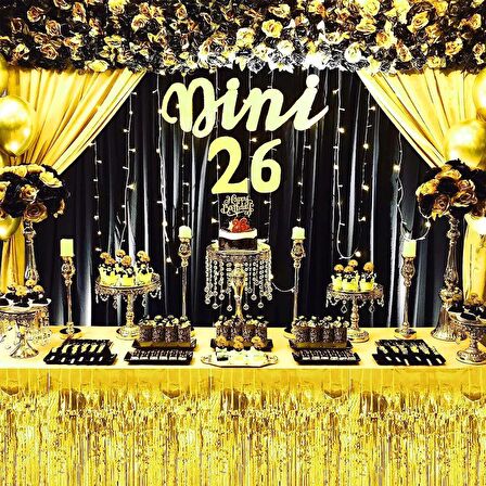 Metalize Hologramlı Gold Masa Püskülü 300x75 cm
