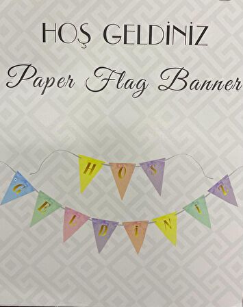 Hoş Geldiniz Makaron Renkli Flama Bayrak 270 cm