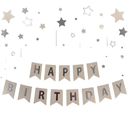 Happy Bırthday Yazı Deniz Kumu / Gümüş Banner