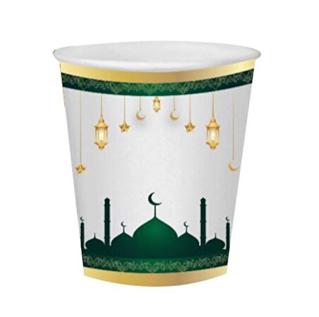 Ramazan Temalı Beyaz Tabak Bardak 8 li