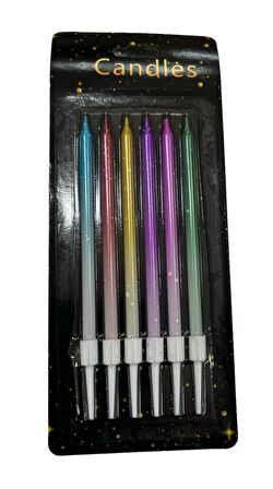 Çok Renkli Mum 6 lı 12 cm
