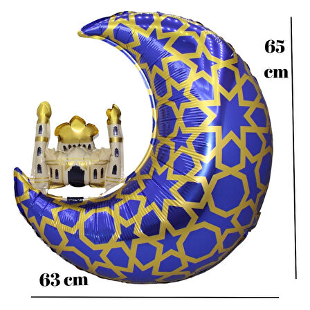 Kubbeli Hilal Folyo Balon Mavi 65 cm