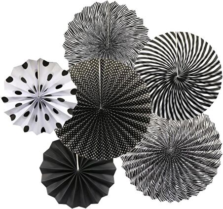 Kağıt Yelpaze Süs Siyah Set 6 lı
