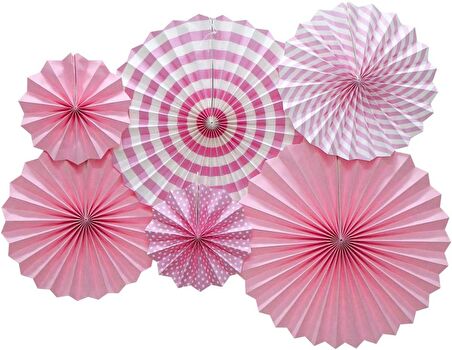 Kağıt Yelpaze Süs Pembe Set 6 lı