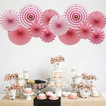 Kağıt Yelpaze Süs Pembe Set 6 lı