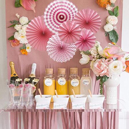 Kağıt Yelpaze Süs Pembe Set 6 lı