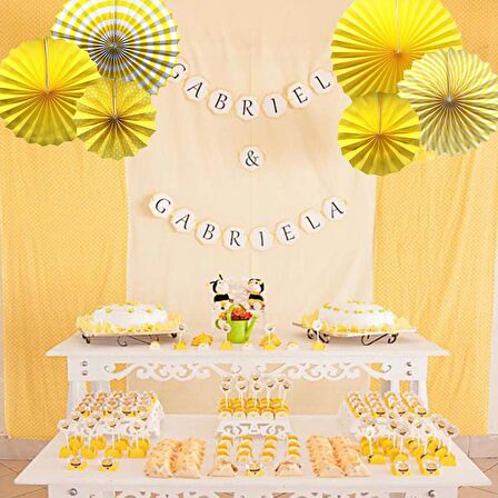 Kağıt Yelpaze Süs Sarı Set 6 lı