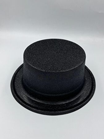 Siyah Renkli Lazer Olval Simli Şapka 30x10 cm
