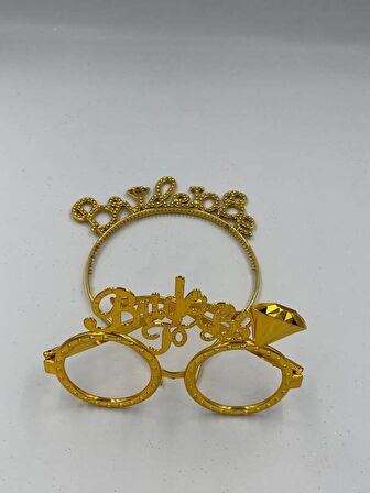 Plastik Brıde To Be Taç Gözlük Gold 2 li Set