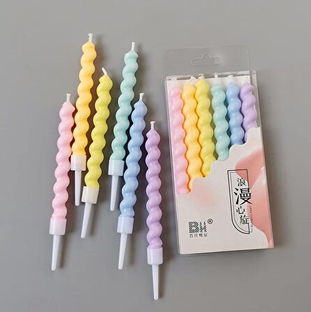 Makaron Renkli Spiral Mum 12 cm 6 Adet