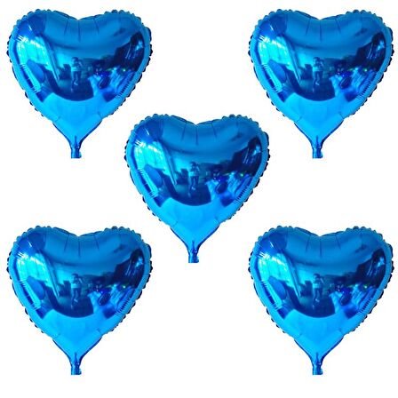 10 İnç Mini Kalp Folyo Balon Mavi 5 Adet