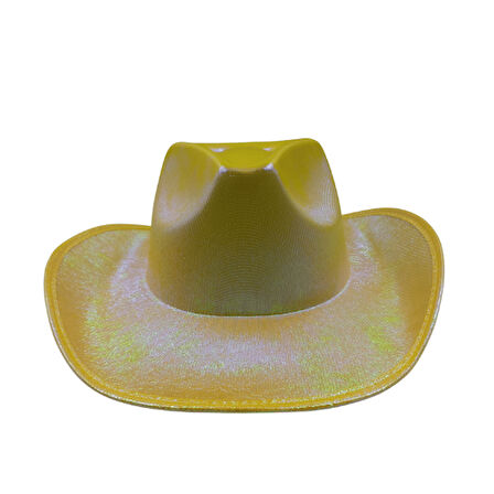 Sarı Neon Hologramlı Kovboy Şapka 32x39x14 cm