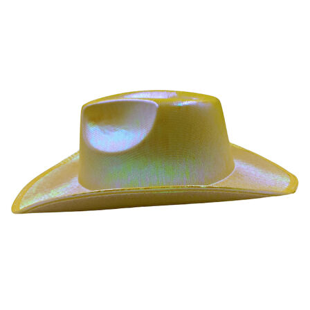 Sarı Neon Hologramlı Kovboy Şapka 32x39x14 cm