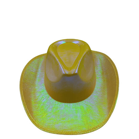 Sarı Neon Hologramlı Kovboy Şapka 32x39x14 cm