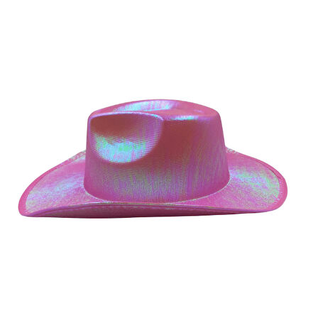 Pembe Neon Hologramlı Kovboy Şapka 32x39x14 cm