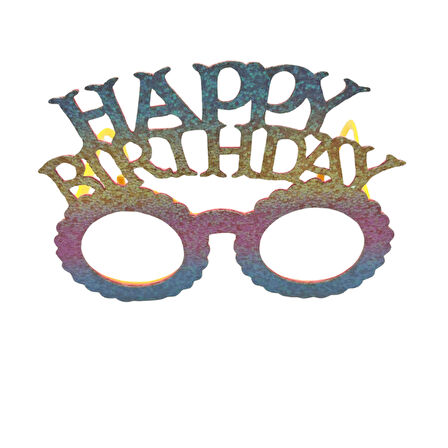 Plastik Happy Bırthday Simli Taç Gözlük Renkli 2 li Set