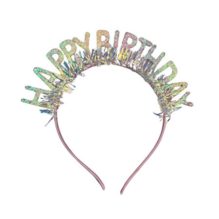 Plastik Happy Bırthday Simli Taç Gözlük Renkli 2 li Set