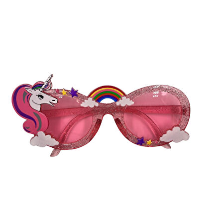 Parti Gözlüğü Unicorn Desenli Pembe Camlı