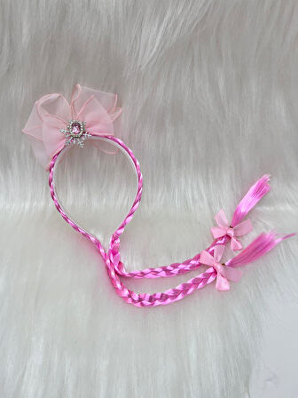 Saçlı Frozen Model Taç Pembe 40 cm