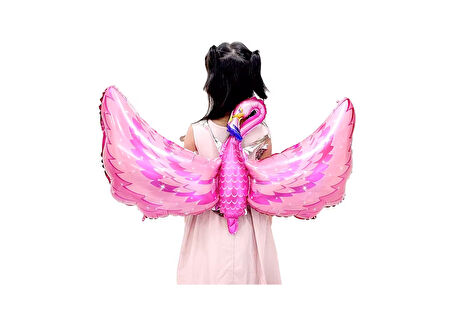 Kanatlı Flamingo Folyo Balon 96x51 cm