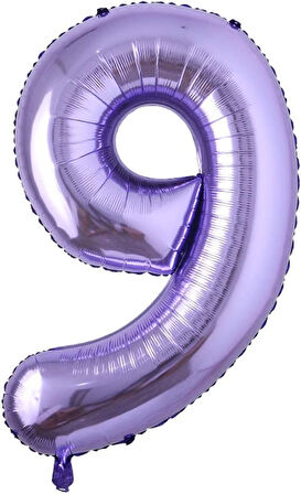 9 Rakam Mor Folyo Balon 40 inç 100 cm