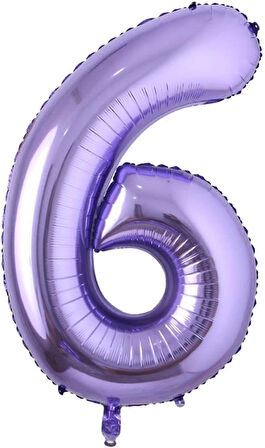 6 Rakam Mor Folyo Balon 40 inç 100 cm